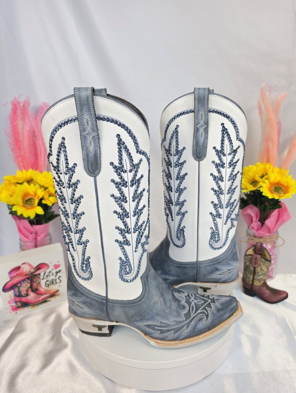 New LANE Lexington Cowgirl Boots W/ SWAROVSKI Crystals 7.5 - Picture 5 of 11